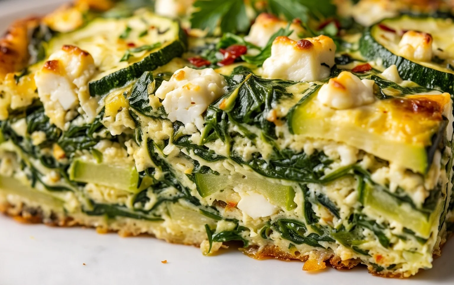 Baked Zucchini, Spinach, and Feta Casserole